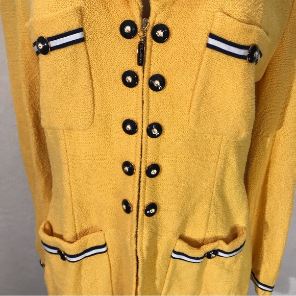 Vtg St. John Collection Marie Gray bright yellow woven zip up blazer type jacket - Picture 5 of 13